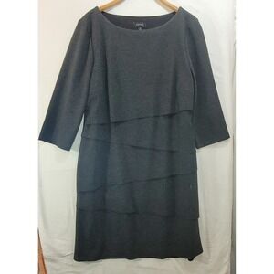 Tahari Arthur S‎ Levine Women's Gray Tiered Sheath Dress Size 14 3/4 Sleeve